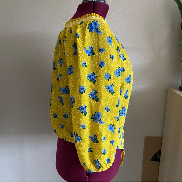 No boundaries size 2X women’s blouse, long sleeve shared neckline, yellow blue - Picture 11 of 15